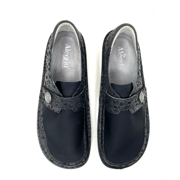 Alegria DEN-435W Women Black Embossed Leather Neoprene Casual Shoes - Picture 6 of 7